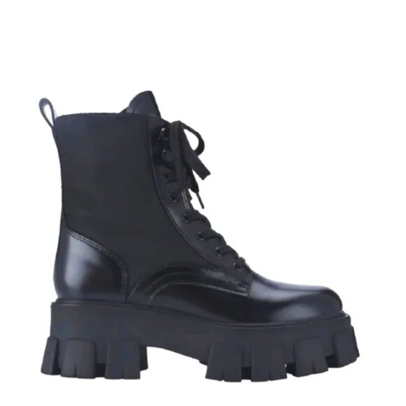 Marc Fisher Happy Leather Chunky Lug Sole Comabt Boots - Picture 1 of 8
